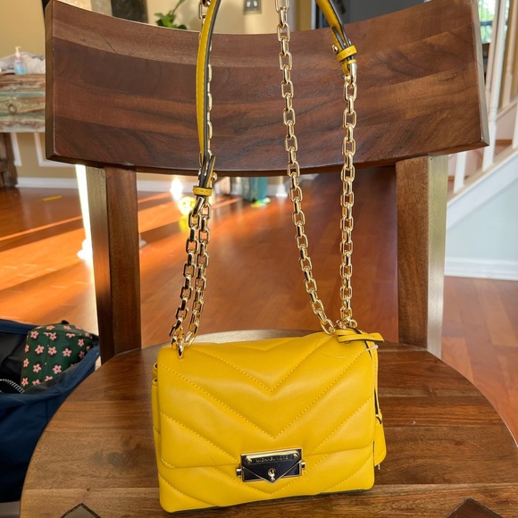 Michael Kors Sunflower Cece Chain Quilted Leather Crossbody Bag Purse - Picture 8 of 15